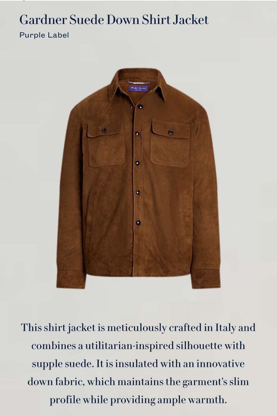 Ralph Lauren Purple Label Brown Suede Shirt Jacket Size L - Picture 7 of 10